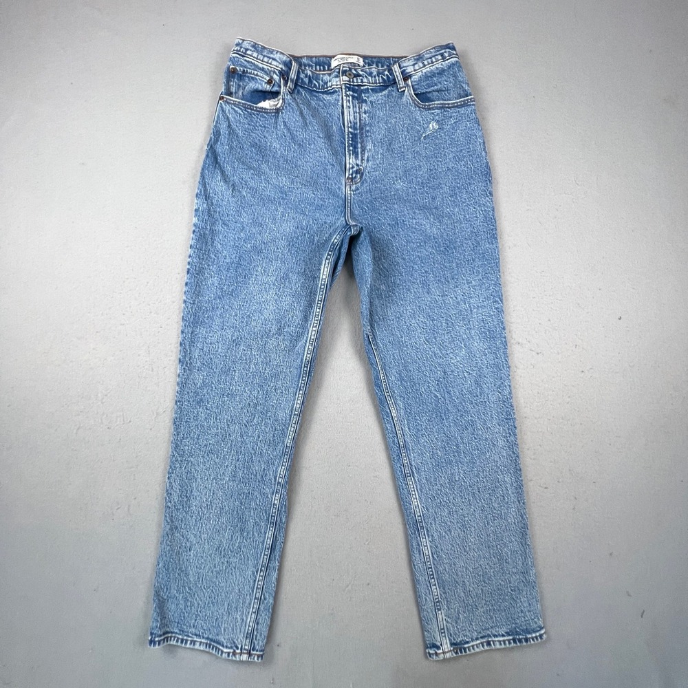 Abercrombie & Fitch 90s Straight Jeans Womens 33/16R Blue Curve Love Ultra High